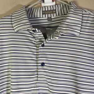 Peter Millar Polo Shirt Men XL Navy Gray  Striped Golf  Summer Comfort